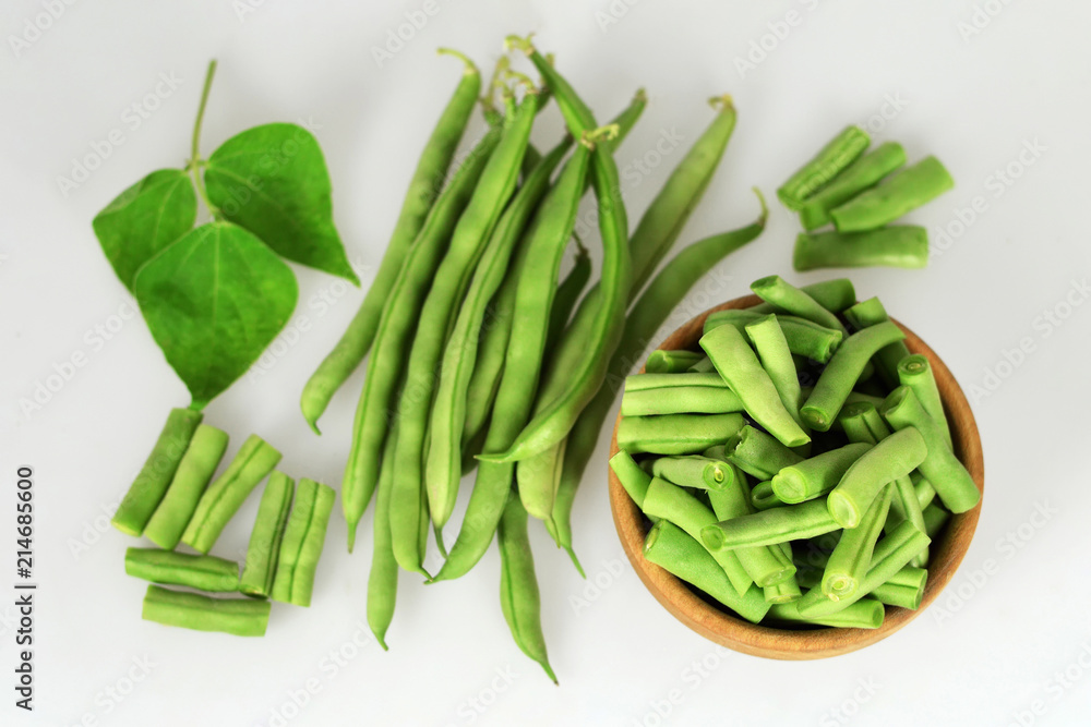 Top view of fresh green beans Top view of fresh green beans