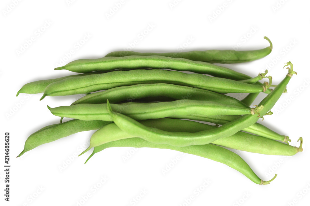 Pile of whole green beans isolated on white background Pile of whole green beans isolated on white background
