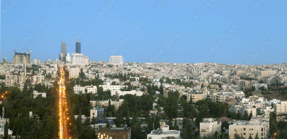 Zahran street and modern towers in amman city - View of modern buildings in Amman early morning