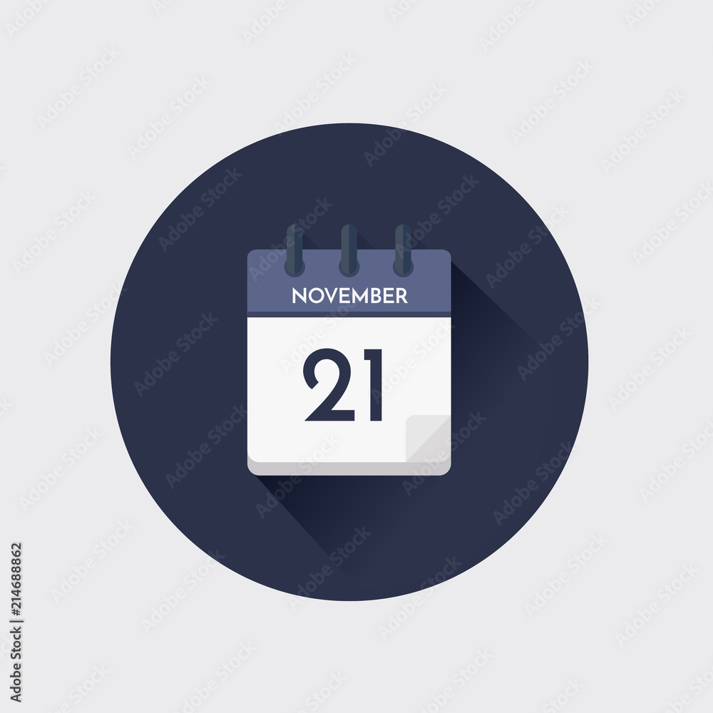 Day calendar with date November 21. Day calendar with date November 21.