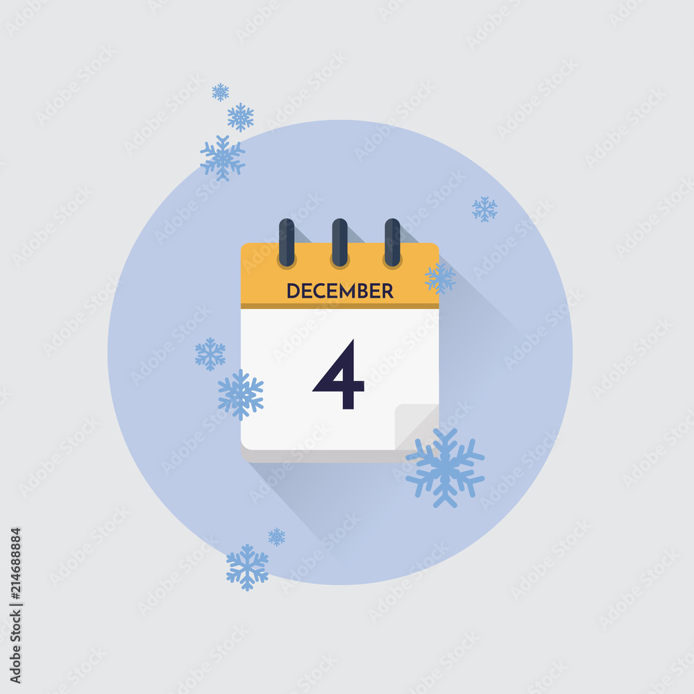 Obraz premium Day calendar with date December 4.