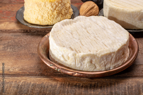 Camembert, moist, soft, creamy, surface-ripened cow's milk cheese made in Normandy, northern France.