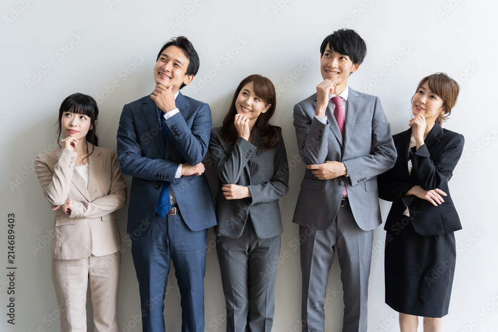 portrait of asian business group on white background portrait of asian business group on white background