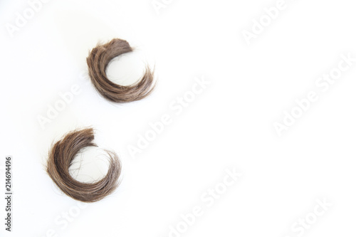 Lock of hair in a white backgorund