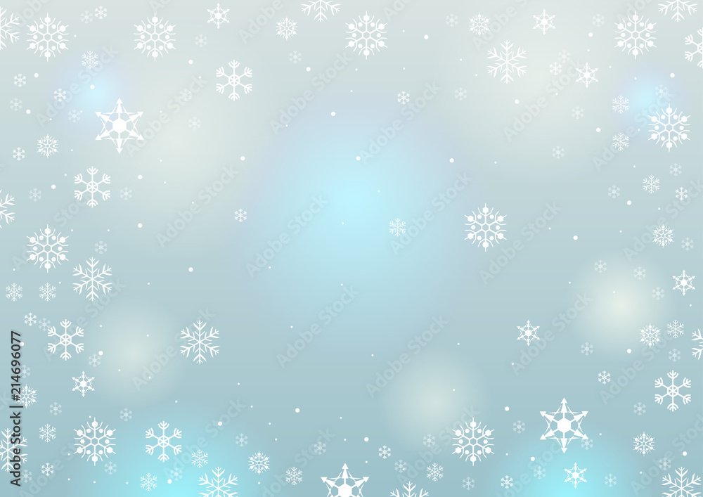 Blue abstract background with snowflakes for Christmas of Holiday wallpaper