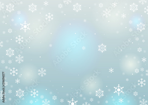 Blue abstract background with snowflakes for Christmas of Holiday wallpaper