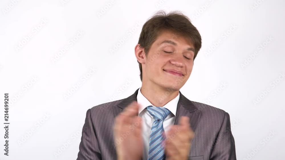 clapping sarcastically. young man applauding. clapping sarcastically. young man applauding.