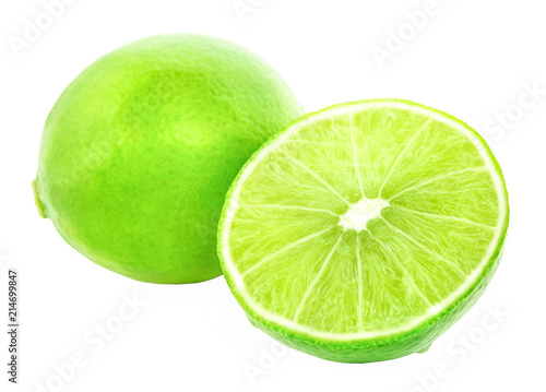Lime slices isolated on white background