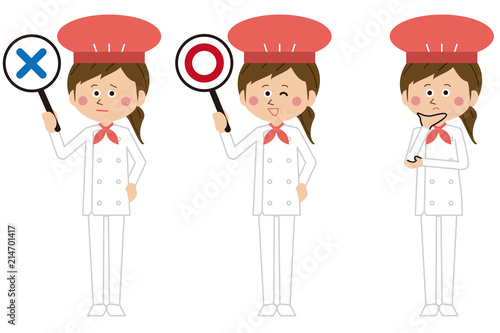 ポップな女性のコックorパン屋さんが〇×？