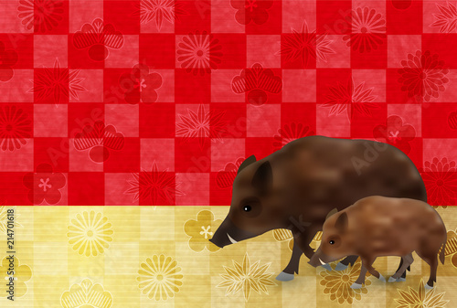 亥　動物　年賀状　背景 