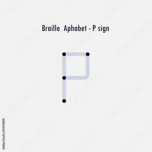 Creative english version of Braille alphabet design element.Braille alphabet letters.Classic emblem.Elegant dynamic alphabet letters.Flat web design icon.Vector illustration.