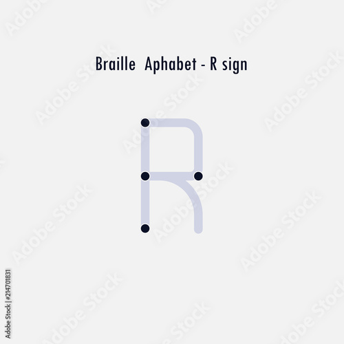 Creative english version of Braille alphabet design element.Braille alphabet letters.Classic emblem.Elegant dynamic alphabet letters.Flat web design icon.Vector illustration.