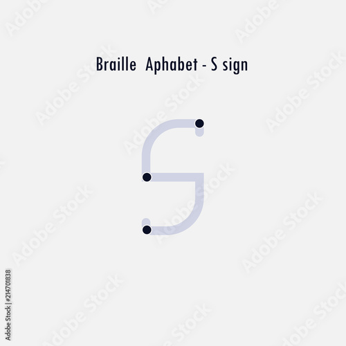 Creative english version of Braille alphabet design element.Braille alphabet letters.Classic emblem.Elegant dynamic alphabet letters.Flat web design icon.Vector illustration.