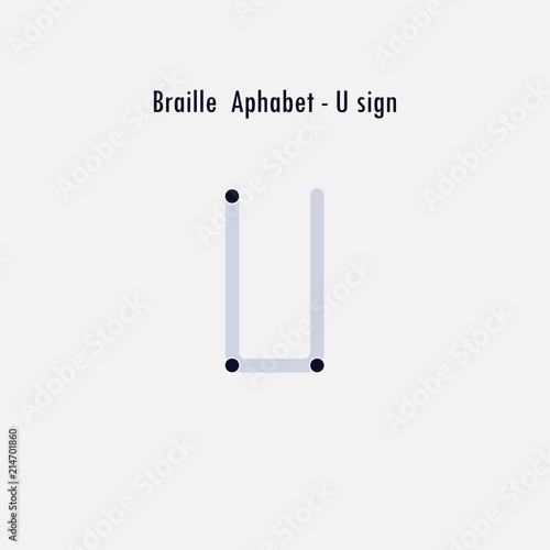 Creative english version of Braille alphabet design element.Braille alphabet letters.Classic emblem.Elegant dynamic alphabet letters.Flat web design icon.Vector illustration.