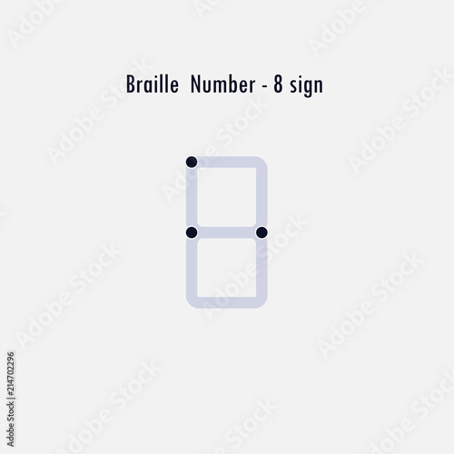 Creative english version of Braille number design element.Braille numbers.Alphabet letters.Classic emblem.Elegant dynamic alphabet letters.Flat web design icon.Vector illustration.