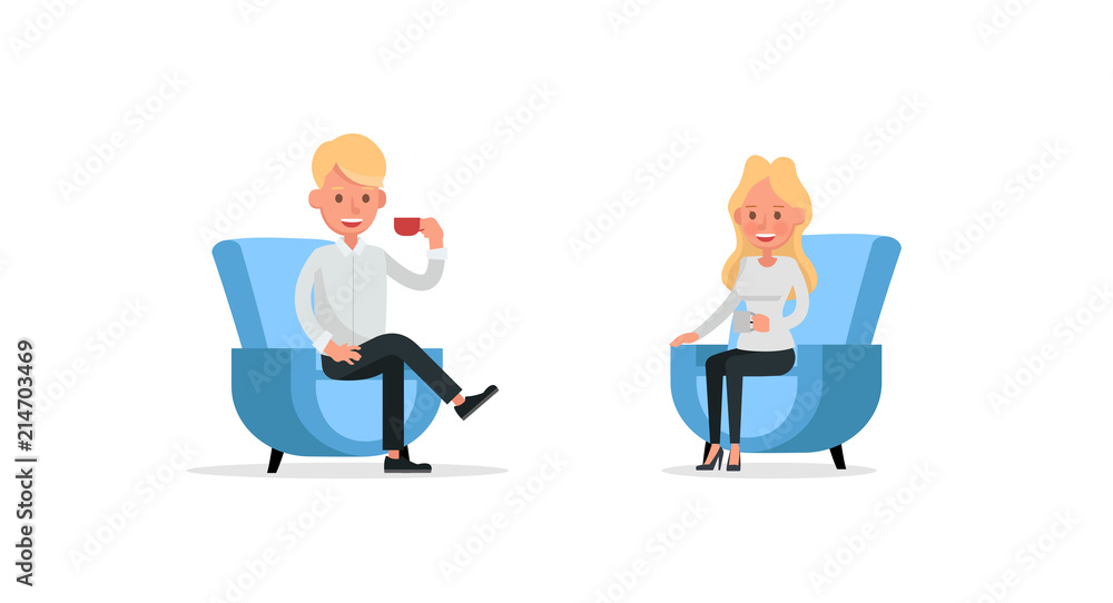 Set of Businessman and Businesswoman character vector design. no61