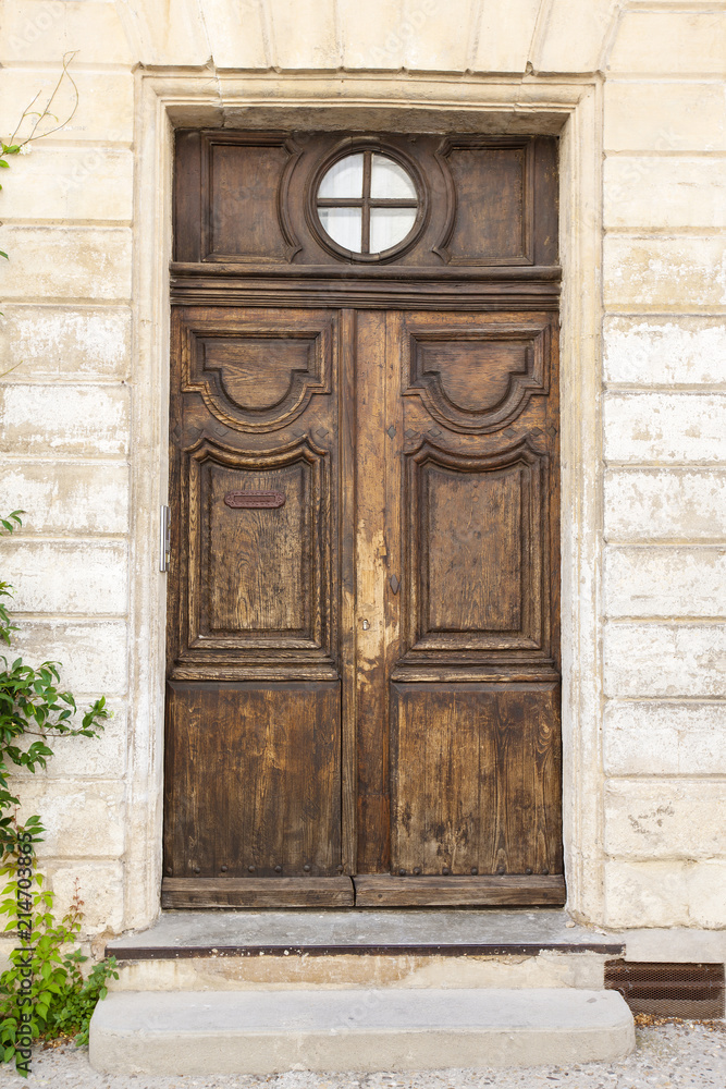 The ancient wooden door in Spain