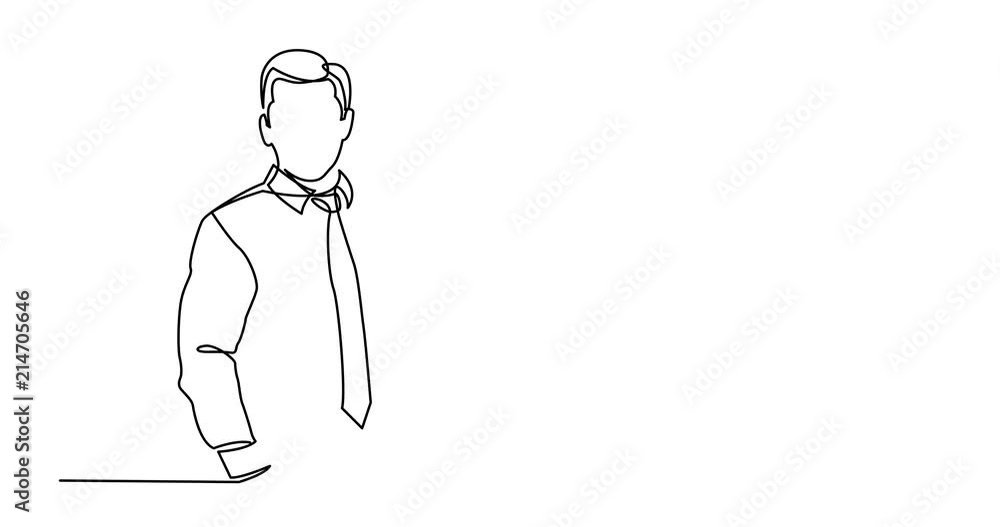 Animation of continuous line drawing of business presentation - business trainer talking Animation of continuous line drawing of business presentation - business trainer talking