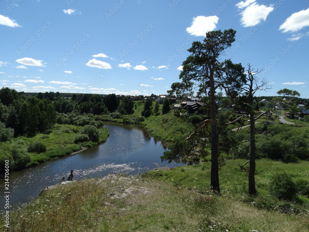 View from the top of a rock on a Chusovaya river. Rock 