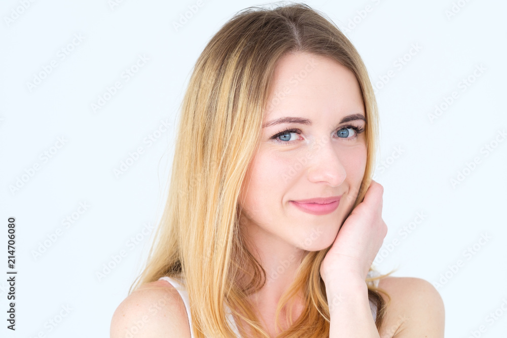 emotion face. pretty woman with a coquettish flirty look. young beautiful blond girl portrait on white background. emotion face. pretty woman with a coquettish flirty look. young beautiful blond girl portrait on white background.