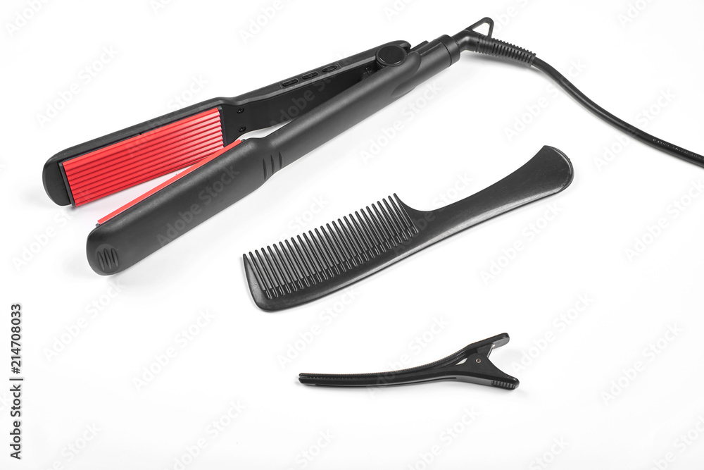 Obraz premium Professional hairdresser tools on white background