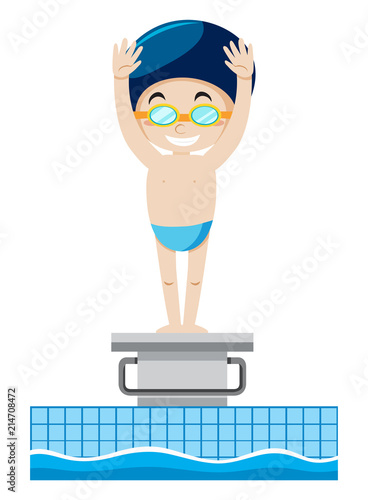 A swimmer on springboard