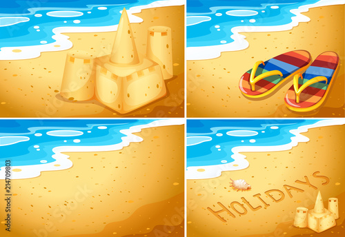 Set of beach scenes