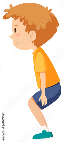 Young man squat exercise