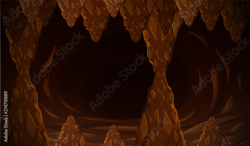 Tableau sur toile Dark cave formation scene