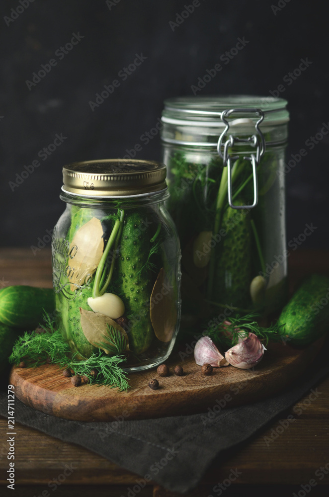Pickled cucumbers with herbs and spices
Pickled cucumbers with herbs and spices