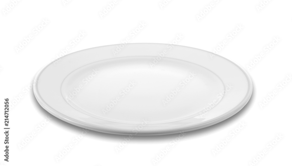 empty white plate, dish on white background. empty white plate, dish on white background.