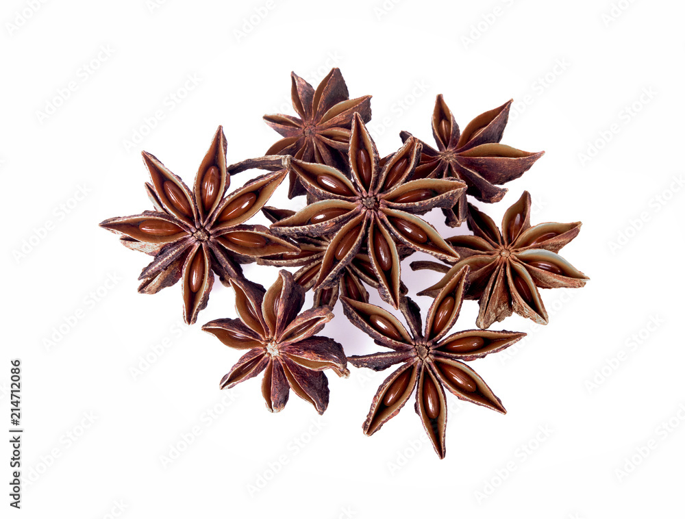 Chinese star anise seed isolated over the white background Chinese star anise seed isolated over the white background