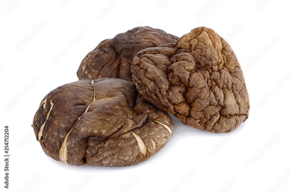 dried shiitake mushrooms, chinese mushrooms on white background. dried shiitake mushrooms, chinese mushrooms on white background.