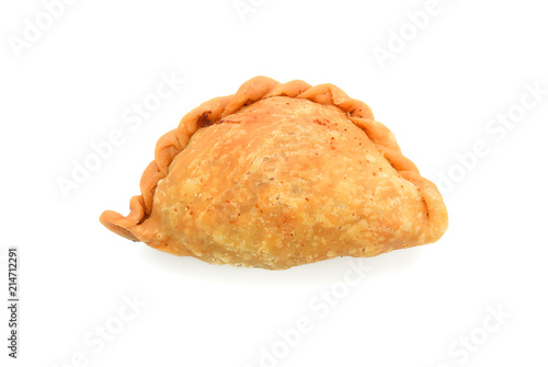 Curry puff on white background.