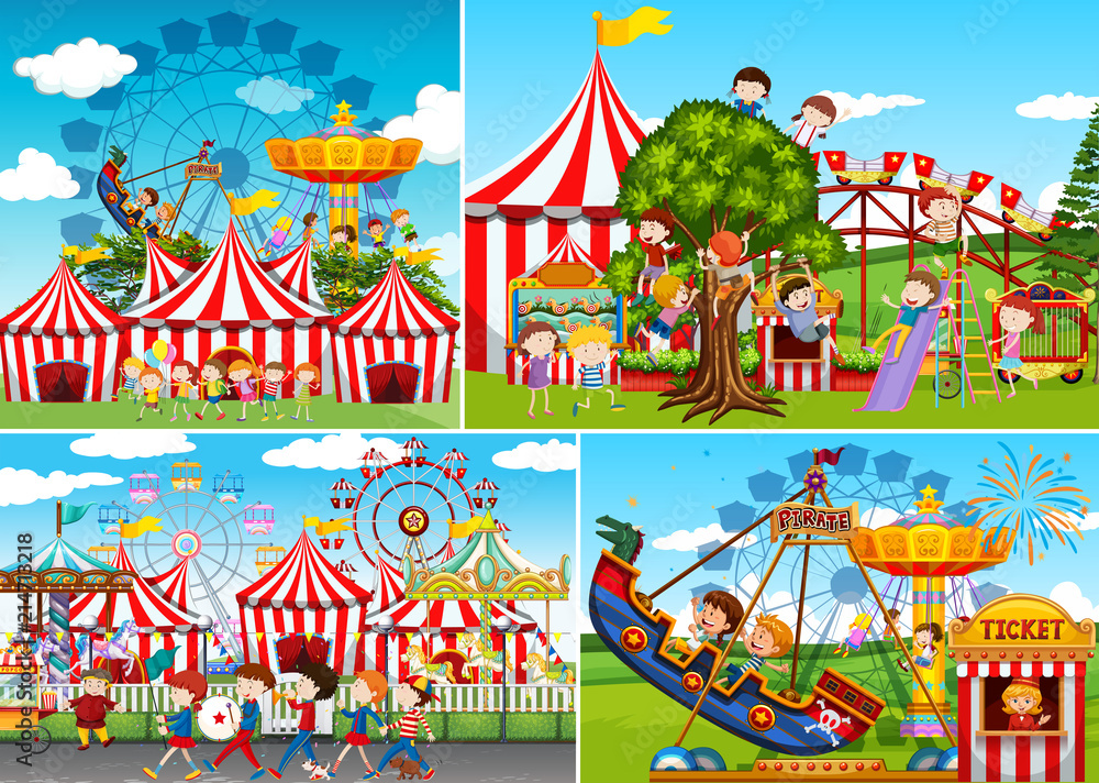 A set of carnival fun fair A set of carnival fun fair