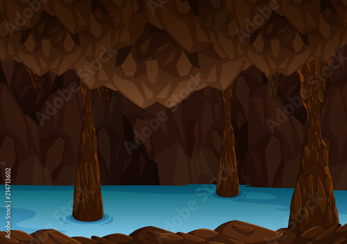Underground cave with river