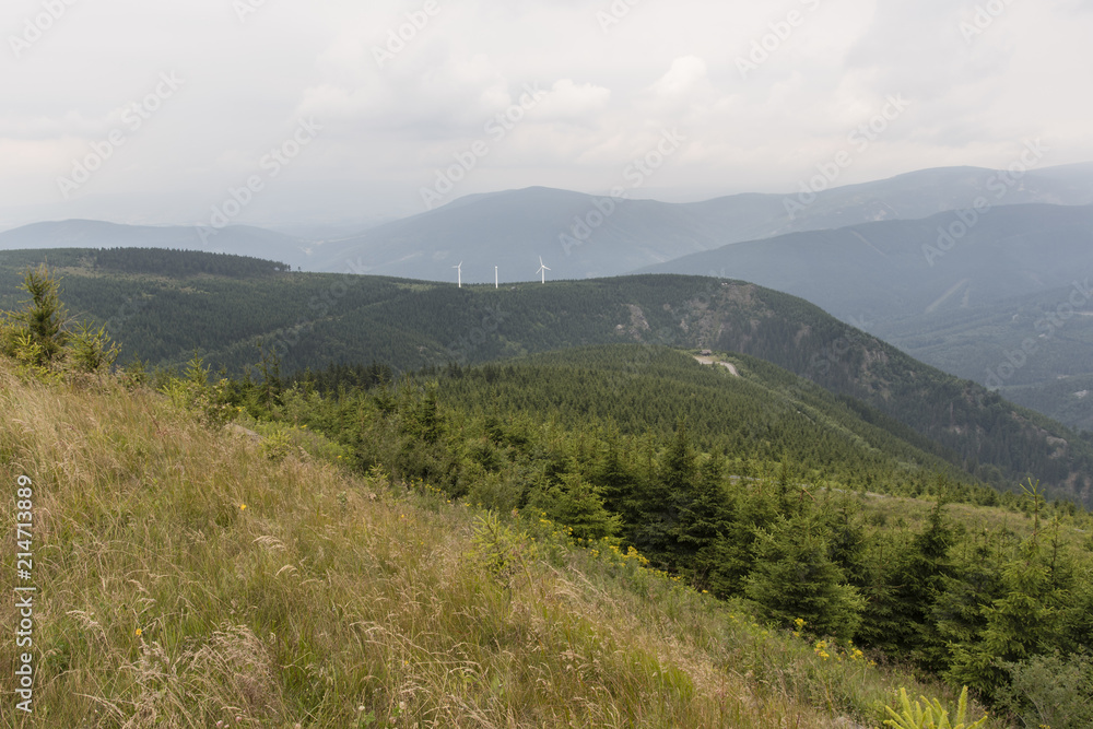 Obraz premium Wind power plant on a hill.
