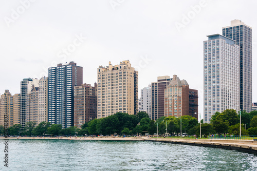 Lake Michigan and buildings in Chicago, Illinois