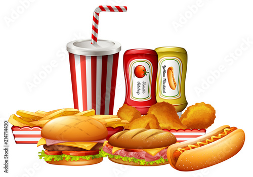 A set of unhealthy fast food