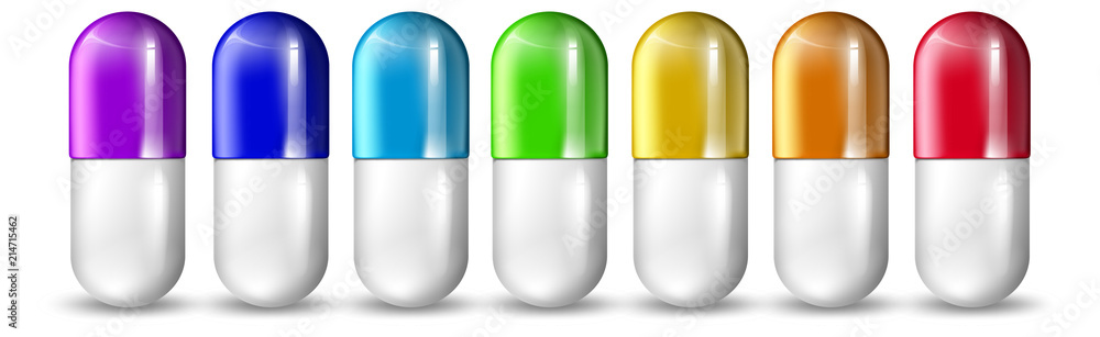 A set of colourful capsules A set of colourful capsules