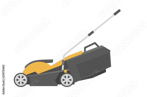 Yellow lawnmower. flat style. isolated on white background