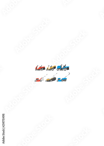 Set of lawnmower. flat style. isolated on white background