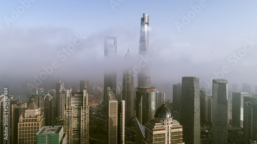 Photography Skyscrapers above the dramatic clouds in Shanghai