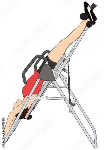 Woman using Gravity/Inversion Table