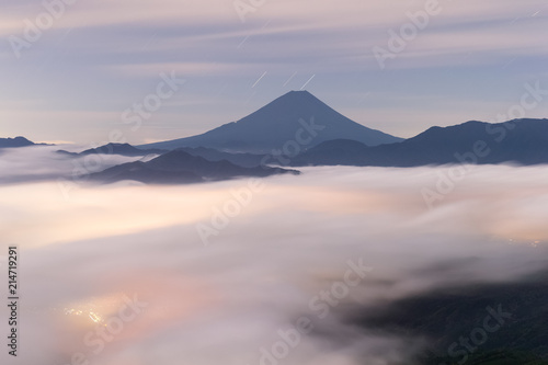 Mt.Fuji with sea of clouds in summer  , Seen from Mt.Kushigata © torsakarin