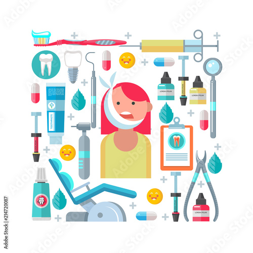 Dental care. Vector illustration in flat style. © katedemian