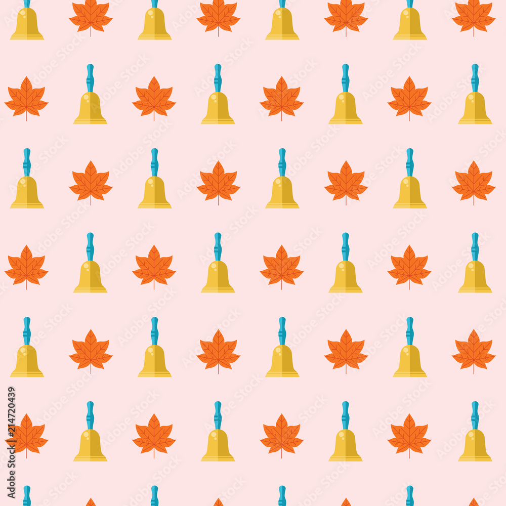 Colorful seamless patterns on the theme of education, school, autumn. Vector illustration in flat style.