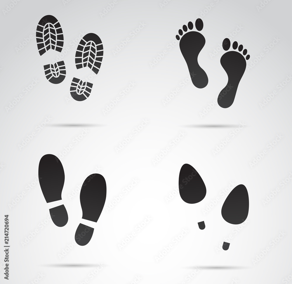Human footprint vector icon set. Bare foot, boots, high heels etc. Vector art. Human footprint vector icon set. Bare foot, boots, high heels etc. Vector art.