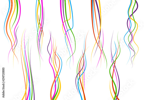 Fototapeta Naklejka Na Ścianę i Meble -  Set of abstract color  curved lines. Wave design element. Vector illustration.
