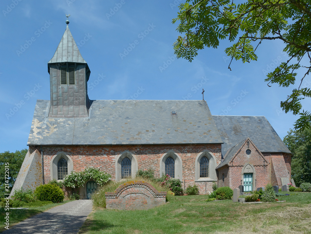 die Kirche Sankt Martin in Osterhever,Halbinsel Eiderstedt,Nordfriesland,Schleswig-Holstein,Deutschland